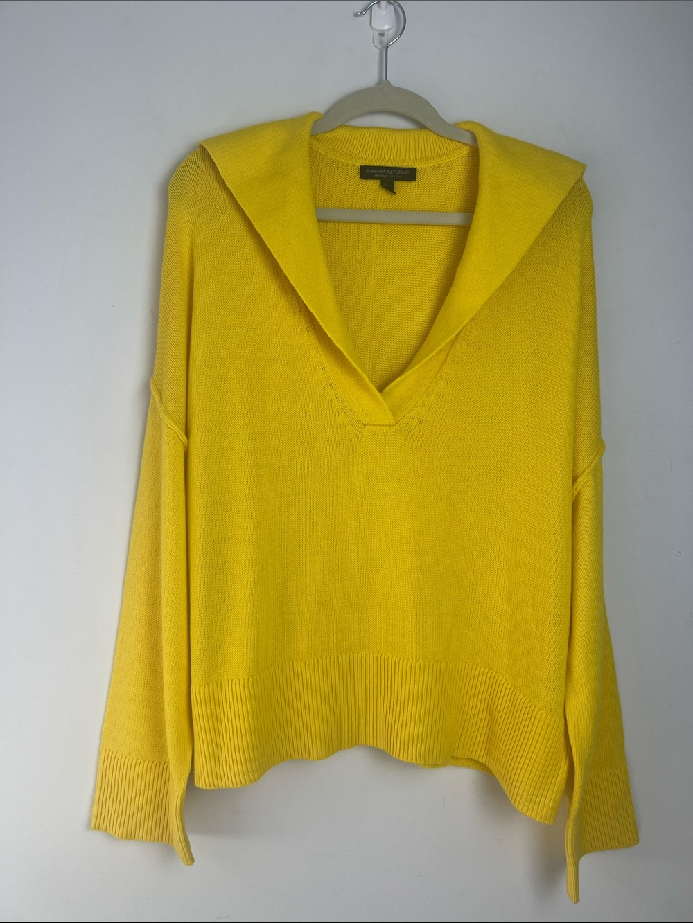 Banana Republic Large Oversized 100%‎ Organic Cotton Sailor Sweater In Yellow